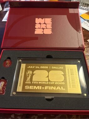 We Are 26 FIFA World Cup 2026 Gold Souvenir Ticket - Red Gift Box